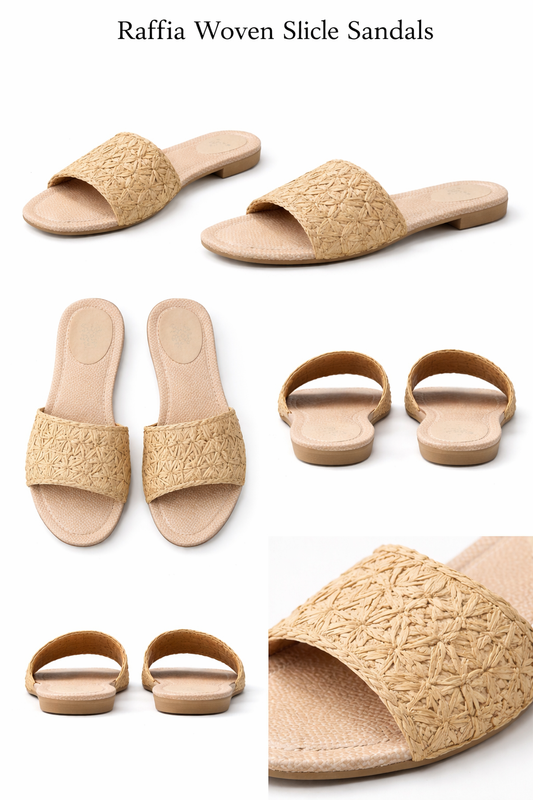 Raffia Woven Slide Sandals