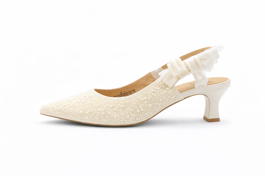Milan Pearl Bow Slingback Heels