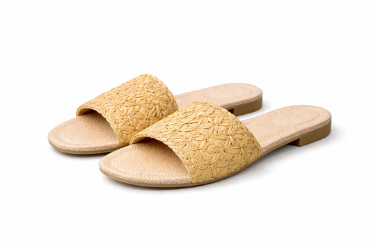 Raffia Woven Slide Sandals